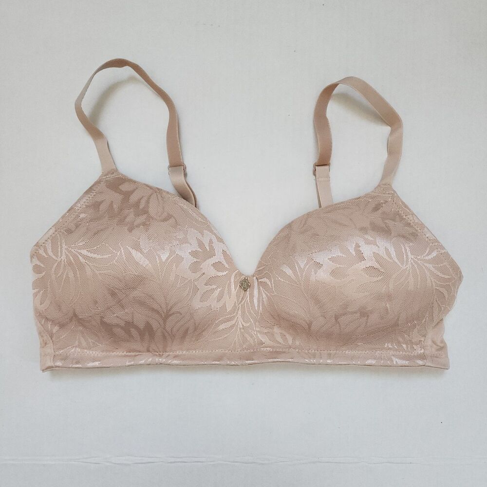 Breezies Jacquard Shine Wirefree T-Shirt Bra - Sunbeige 34B - Picture 2 of 9